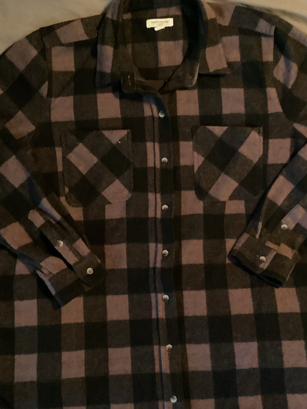 beachlunchlounge Black and Brown Plaid Shacket Size XL